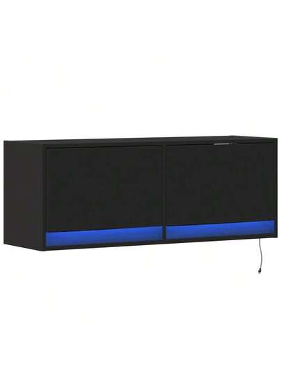 VidaXL TV Wand Unit LED Lighting 100x31x35 Cm Zwart view 3