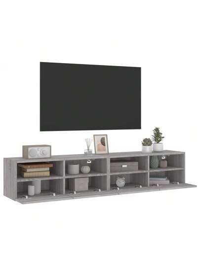 vidaXL TV Wall Units 2 Pcs 80x30x30 Cm Processed Wood Gray Sonoma Oak view 6
