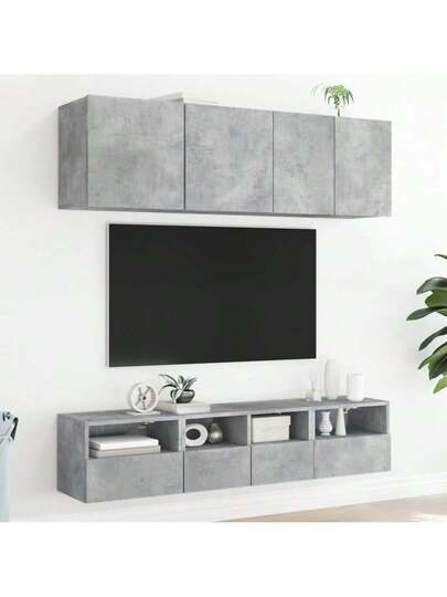 VidaXL Piece TV Wand Unit Set, Finished Wood, Concrete Grijs view 3