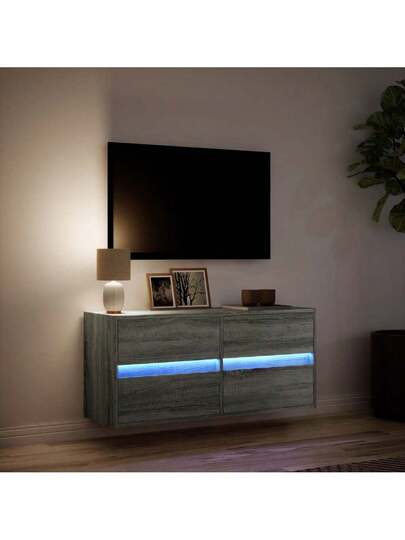 VidaXL TV Wand Unit LED Lighting 100x31x45 Cm Grijs Sonoma view 5