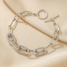 Rhinestone Decor Chain Bracelet - Silver - View 3
