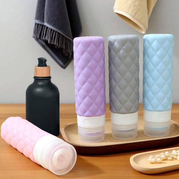 4 Packs - Silicone Travel Bottles, Leak-Proof Squeezable Containers, Flip-Top Travel Storage Bottles - 60/90ml, Refillable Liquid, Suitable For Shampoo, Shower Gel, Conditioner And Toiletries