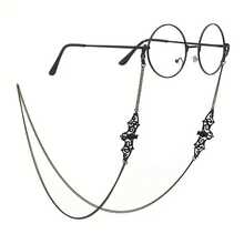 Exquisite Vintage Gothic Bat-Shaped Eyeglass Chain Necklace - Unisex Style With Intricate Metalwork, Secure Retainer Strap For Fashion & Reading Glasses, Ideal For Costume Parties & Gothic-Themed Events - màu đen - Xem 2
