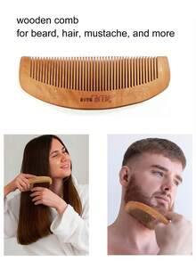 1 Peça Pente de Madeira Sólida Natural, Pente Fino de Madeira Feito à Mão Anti-Estático para Mulheres, Pente para Cabelo Liso Sem Emaranhados, Escova de Cabelo para Uso Doméstico, Pente para Barba de Homem, Ferramentas de Cabelo para Homens e Mulheres, Adequado para Presente, Uso Diário, Salão, Beleza, Viagem