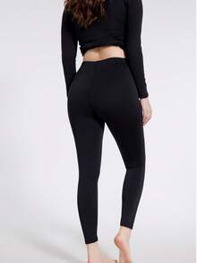 4 Pcs Thermal Underwear For Women With Long Sleeved Pants Black Thermal Underwear Set - màu đen - Xem 7