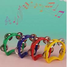 1/4pcsTambourine Instrument Plastic Percussion Instrument, Four-Ring Rattles, For Stage Dance Party, Rattle Musical Instruments - Multicolor - View 3