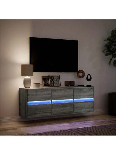 VidaXL TV Wand Unit LED Lighting 130x31x45 Cm Grijs Sonoma view 5