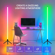 1pack/2pack RGBCW LED Corner Floor Lamp - Minimalist Style, APP&Remote Control, Dimmable& Timing, Music Sync, Great For Living Rooms, Bedrooms, Game Rooms, Home Offices, Parties And Decorations