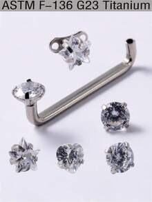 1 件植入级钛金属微皮肤穿孔表面杠铃 CZ 水晶隐藏式皮肤潜水员微皮肤锚圆形/心形/星形氧化锆水晶宝石皮肤锚表面皮肤穿孔环身体首饰