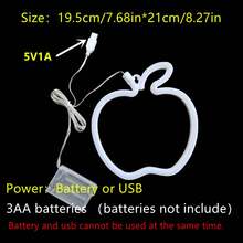 1 Stück LED Weihnachtsthemen Elemente Szene Apfel Neonlicht Wanddekoration, batterie-/USB-betriebenes romantisches Feenlicht, Heim-Feiertags-Party Kinderzimmer Schlafzimmer Dekoration