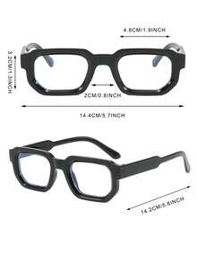 1 Pair Men's Black Square Solid Color Glasses PC Frame Casual Streetwear - Black - View 4
