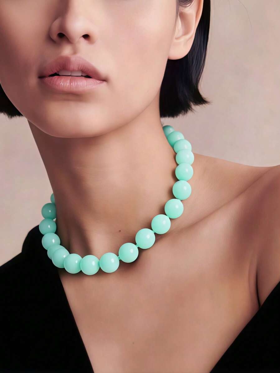 1 Peça Colar de Contas com Efeito de Nuvem de Resina de Estilo Boêmio e Geométrico Redondo, com Fecho de Metal, Joia Artesanal, Adequado para Festivais ou Uso Diário