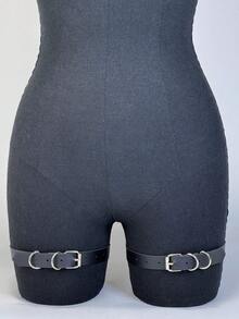 2pcs Women Sexy PU Leather Strap Fashion Gothic Style Thigh Garter Belt Decorative Suspender Thigh Straps Lingerie Stockings