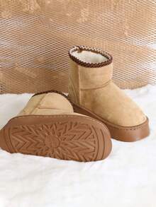 Damen warme und bequeme Schneestiefel mit dicker Sohle, einfache und modische Lässig Stiefeletten, personalisierte Schneestiefel mit dicker Sohle, warme und bequeme Outdoor-Schuhe, Winterflache Schuhe mit dicker Sohle, warme und bequeme Schneestiefel mit dicker Sohle, Damen lässige Slip-On Knöchel Stiefel