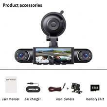 1pc 360° 4-Channel Car Dash Cam - Front 1080P & Rear/Left/Right 720P, 3.16" IPS Display, Night Vision, 24H Parking Mode (G-Sensor/Motion Detection),  Music Player, Supports 64GB Card (32GB Included) - 四路顯示 - 查看 12