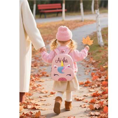 Custom Name Unicorn Backpack For Girls (3–6 Years) | Cute Corduroy Animal Bag | Perfect Gift For Birthday, Christmas & Special Occasions,Kids,Gala Night,Modern,Colorful,Cute,Christmas Gift ,Travel Organizer