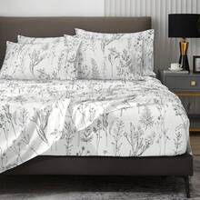 Black Sheets, Deep Pocket, 1800 Thread Count, Soft Breathable, Cute Printed Boho Farmhouse Bed Sheets, Up To 18 Inch - Black and White - View 1