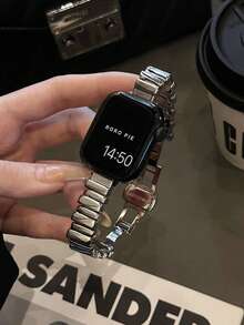 1条不对称金属表带,兼容 42mm、38mm、40mm、41mm、44mm、45mm、46mm、49mm直径,时尚智能手表替换表带,适用于Series Ultra2、Ultra SE2、SE 11、10、9、8、7、6、5、4、3、2、1,男女通用 - 銀色 - 查看 7