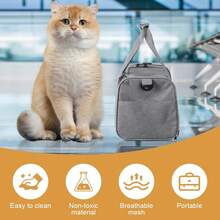 1pc Multipurpose Pet Carrier (Available In Multiple Sizes), Dog/Cat Handbag, Pet Carrier, Cat/Dog Cage, Convenient Shoulder Sling Cat Backpack, Breathable Dog Tote Bag, Suitable For Outings/Travel/Vet/Airport - Grey - View 9