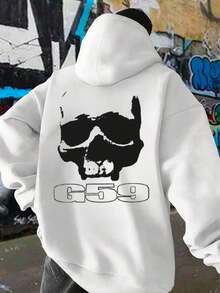 Skull G59 Graphic Streetwear ,Hoodie,Men's Double-Sided Printed Casual And Comfortable Hoodie, Casual And Versatile Coat In Autumn And Winter(1 PC)Y2Y-W-Maija - Black - View 7