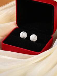 6/8/10mm Natural Stone Round Bead Stainless Steel Stud Earrings, Agate/Crystal/Faux Pearl And Other Natural Materials, Lucky Stone Healing Stone Energy Boosting, Fashion Jewelry Earrings For Women