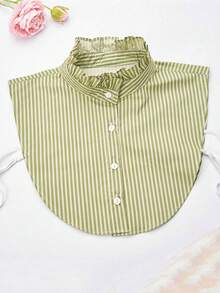 1 chiếc cổ áo có thể tháo rời họa tiết sọc cổ điển dành cho nữ, đa năng khi đi làm và đi học, dùng để mặc trang phục và trang trí Giáng sinh - cổ áo giả sọc - Xem 16