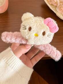 Sanrio 1 件三丽鸥 Hello Kitty 优雅蝴蝶造型秋冬毛绒发夹，粉色和棕色毛绒 KT 猫卡通设计，最佳礼物，适合送给女朋友 - 彩色 - 查看 12