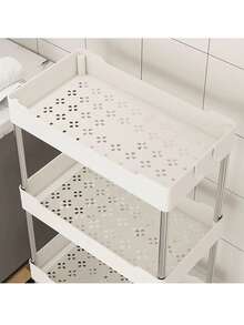 1 pieza Estantería de almacenamiento de cocina de varios niveles en blanco, estantería de almacenamiento de costura de varios niveles desde el piso al techo con ruedas para una fácil movilidad, carrito y organizador - Blanco - Ver 8