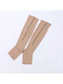 Sportliche Outdoor Zehenfrei Kompressionsstrümpfe für Damen & Herren, 20-30mmHg offene Zehenspitzen Kniestrümpfe, Seitlicher Reißverschluss Kniestrümpfe, offene Zehenspitzen Design für Komfort und Atmungsaktivität, Kreislaufunterstützende Socken für Athletik, Laufen, Radfahren - Verschiedenfarbig - Übersicht 4