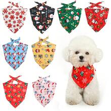 Pet Christmas Drool Bib, Festive Triangular Scarf, Christmas Cartoon Cat & Dog Neck Warmer