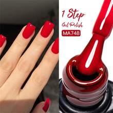 MEET ACROSS 1pc 7ml Red 1 Step Gel Nail Polish , Semi Permanent Nail Art Manicure 3 In 1 Gel Soak Off UV LED Gel Nail Varnishes No Need Base Top Gel, Long Lasting, Nail Art DIY For Home And Salon Nail Supplies - Red - View 11
