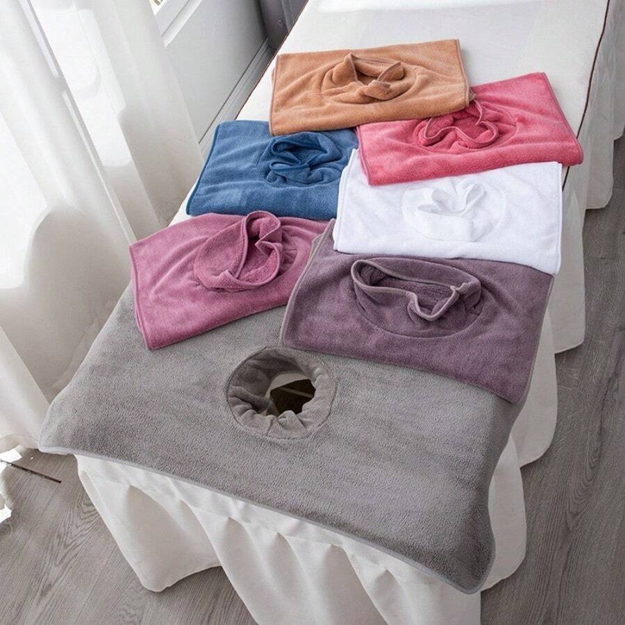 1pc Extended Size Absorbent Spa Towel With Face Hole Thickened Massage Table Bed Cover Towel For Salon Health Massage Soft Fiber Material Anti Fouling Care Pad Beauty Salon Spa Essential Supplies