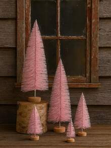 1棵/6棵圣诞粉色迷你松树，人造树，带木质底座，节日桌面装饰，理想的圣诞节中心摆件，非常适合节日家居装饰和派对装饰，圣诞节送礼佳品，圣诞装饰，房间装饰，冬季圣诞装饰，家居圣诞礼物，圣诞装饰 - 彩色 - 查看 9