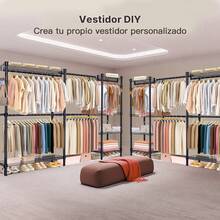 Perchero rack armable ropa organizador closet hogar ganchos estante modular organizador vertical armable para ropa y accesorios diseño resistente montaje facil ideal para closets habitaciones lavanderia comercio optimiza espacio y orden - Negro - Ver 6