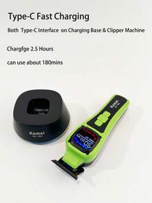 Kemei KM-1863 New Electric Hair Trimmer For Barber Professional T-Blade Cipper With Charging Base 0mm Zero Gapped Carving Clipper High Speed Adjustable Speeds 9000Rpm DLC Blade Hair Clipper High Quality Machine Gift For Men Birthday Finishing Machine, Christmas Gift Xmas, New Year Gift