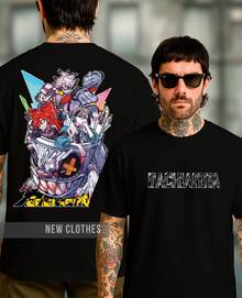 Gachiakuta Unisex Basic Cotton T-Shirt Manga Anime Rudo Enjin Zanka Riyo - màu đen - Xem 2