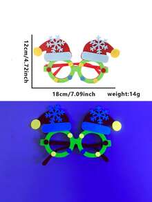 2026 Christmas Fluorescent Glasses, Cartoon Christmas Decor Photo Props, Neon Santa Hat & Reindeer Glasses Frame