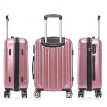 Polycarbonate Cabin Suitcase 55x39x21cm (40L) - 20 Inch | 3-Piece Hardside Polycarbonate Suitcase Set - Black/Blue/Rose Gold/Silver/Red/Mint/Yellow/Turquoise - 粉色 - 查看 4