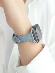Dây đeo đồng hồ PU cứng cáp, tương thích với Apple Watch 42mm, 38mm, 40mm, 41mm, 44mm, 45mm, 46mm, 49mm, dây đeo thay thế thời trang cho đồng hồ thông minh, phù hợp với các dòng Ultra2, Ultra SE2, SE 11, 10, 9, 8, 7, 6, 5, 4, 3, 2, 1 và nhiều dòng khác, phiên bản dành cho nữ, có thể dùng làm quà tặng tựu trường cho học sinh. - Màu xanh nhạt - Xem 5