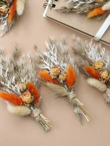 12 Pcs Boho Dried Flower Bouquet Mini Wedding Handmade Dry Flowers Decor For Vase Crafts DIY Photo Boutonniere For Men Floral Plant For Bridesmaid Gift Birthday Decor And Autumn Decor Items