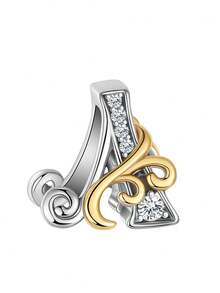 1pc Gold/Black/Red/Silver Heart/Beauty & Beast/Heart/Letter/LOVE/Pumpkin Carriage/Crown Plated 925 Silver Elegant Cute DIY Bracelet Beads Pendant, Suitable For Daily Wear/Autumn & Winter/Back To School/Holidays/Halloween/Christmas/Thanksgiving/Valentine's Day/Birthday Gift