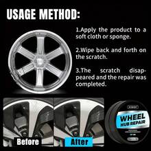 Ryekew Pasta de restauración para arañazos en llantas de coche Ryekew 50G, pasta de pintura para reparación de arañazos en llantas - Llantas de aleación de aluminio negro y blanco plateado