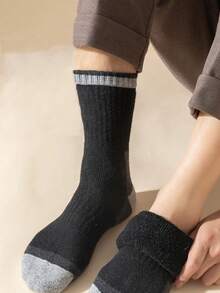 5/1 Pair Men's Socks, Soft & Warm Winter Casual Crew Socks, Moisture-Wicking, Suitable For Indoor And Outdoor - Multicolor - View 5