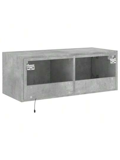 VidaXL TV Wand Unit LED Lighting 80x35x31 Cm Concrete Grijs view 11