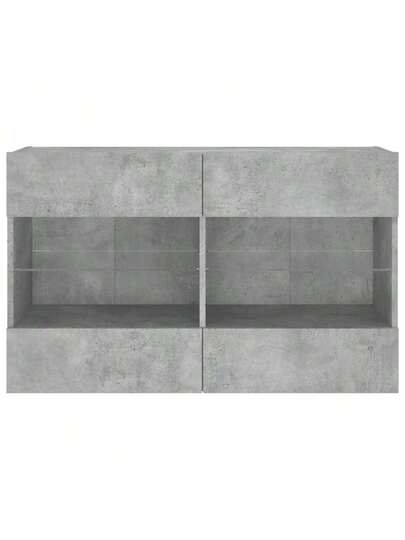 VidaXL TV Wand Unit LED Lighting 98.5x30x60.5 Cm Concrete Grijs view 7