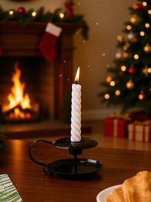 1 Soporte de vela de estilo minimalista de hierro, adecuado para decoraciones navideñas, hogar, hotel, decoraciones de festivales y fiestas, decoración del hogar, decoración de habitaciones, invierno