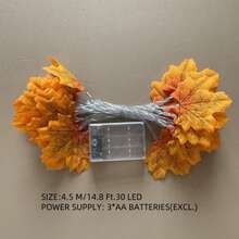 1 dây đèn hình lá phong với 10/20/30 đèn LED, 2/3/4.5ma dùng trang trí Halloween cho phòng, trang trí sân vườn Halloween làm quà tặng, trang trí ngày lễ, trang trí lễ hội - Màu vàng - Xem 10