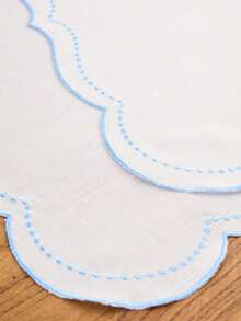 1/4/6/12 件法式简约纯色方形餐巾，蓝云图案刺绣边饰，适用于厨房、杯子、碗、盘子的餐垫，适合节日、聚会、派对、婚礼、晚宴、宿舍、家居装饰 - 藍白色 - 查看 5