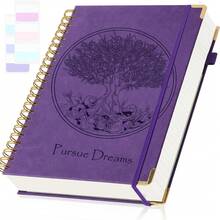 300 Pages Big Tree Pattern Hardcover Leather Journal/Notebook, College Ruled Spiral Bound Notebook, Pursue Dreams Diary, Embossed & Debossed Craft, Large A5/B5 Lined Notebook With 2 Pockets & 24 Index Tabs, Suitable For Men & Women, Great For School, Office & Note Taking, 100gsm Thick Pages, Multi-Color, Green Elegant Notebook Gift,School Supplies,Back To School