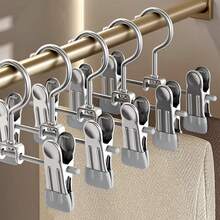 10 Peças Clipe de Cabide de Calça em Aço Inoxidável - Clipe de Silicone Rotativo 360° para Calças/Calças Infantis, Organizador de Guarda-Roupa Infantil Economizador de Espaço, Aço Inoxidável de Alta Qualidade, Adequado para Recém-Nascidos e Crianças